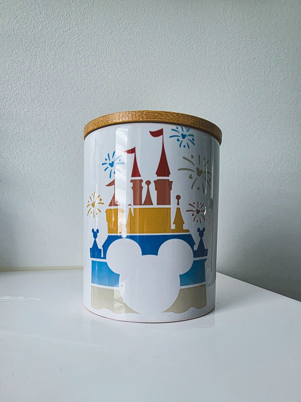 Castle & Mickey Icon Ceramic Canister with Bamboo Lid